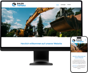 Praxisbeispiel für eine Website mit Monitor und Smartphone: Ehlen Tiefbau